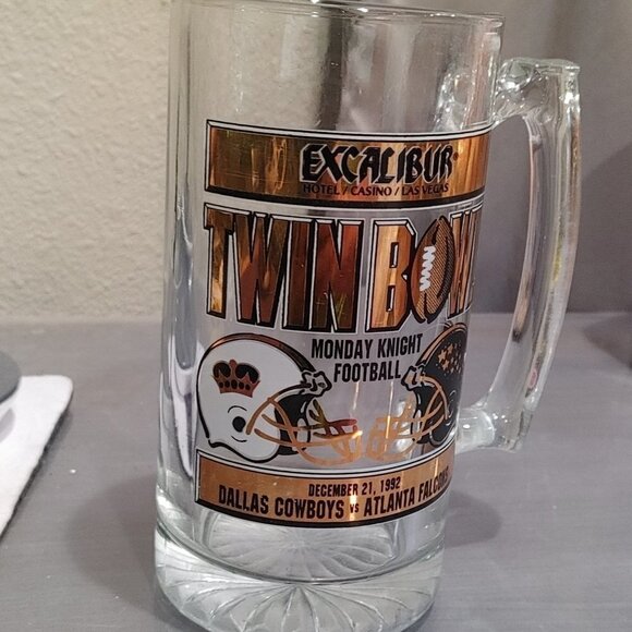 𝅺1992 Monday Knight Football Dallas Cowboys vs Atlanta Falcons Beer Mug - Picture 2 of 5